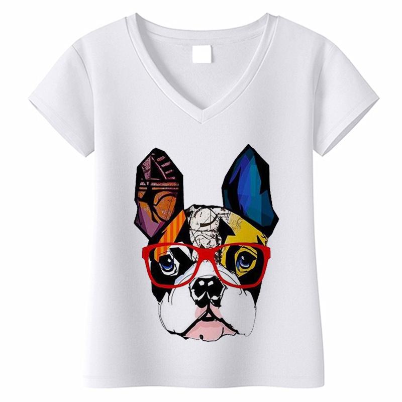 

Fashion Spring Puppy Print Blouses Short Sleeved V-Neck T Shirts Casual 8XL жовтий