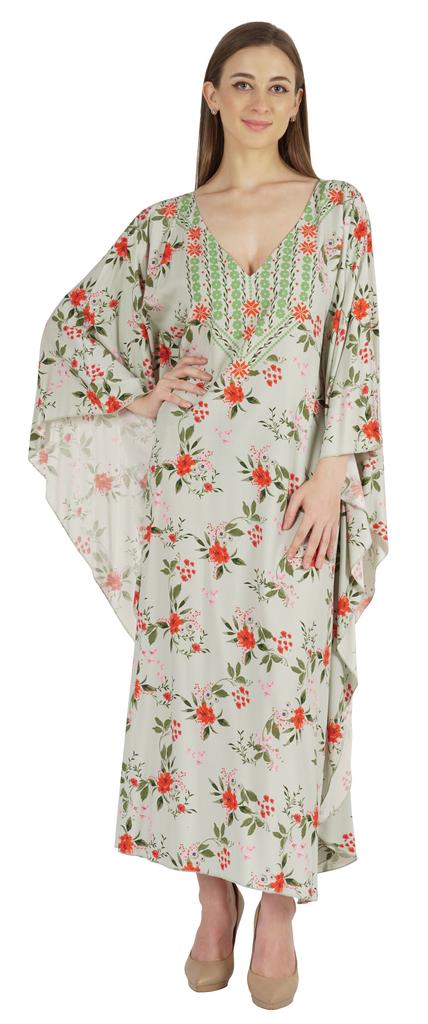 Moomaya Kimono Maxikleid Bedruckter langer Kaftan für Damen Cover-Up Kaftan Beach Resort