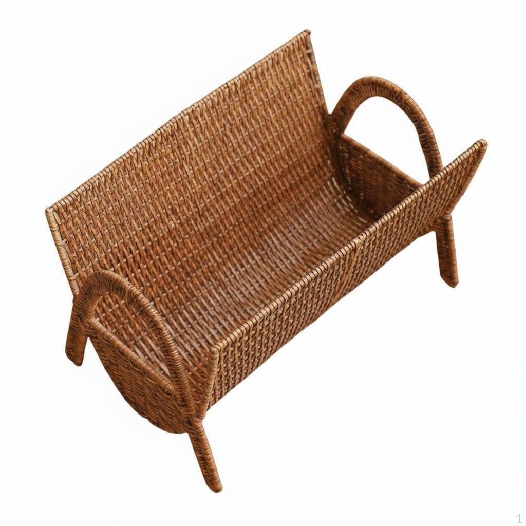 Floor Standing Magazine Rack Handwoven Woven Decorative Imitation Rattan Book Stand