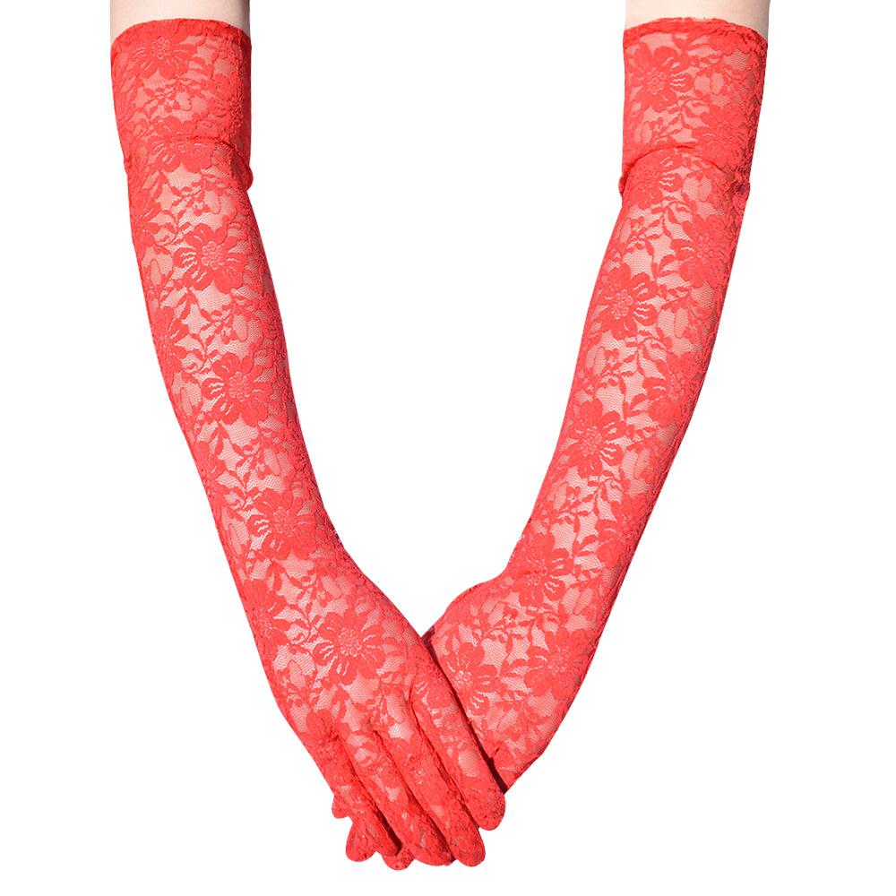 Long Lace Gloves Show Dress Up Cosplay Sexy Gloves Stretch Over Elbow Lace Bridal Vintage Gloves