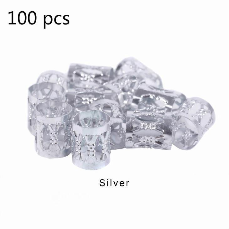 100pcs Silver Golden Hair Ring for Dreadlocks Hair Reggae Braided Hip Hop Hair Accessories Metal Adjustable Spring