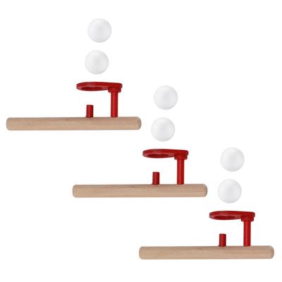 3 Stück schwimmende Blasrohrkugeln, handpoliert, komplett aus Holz, Lernspielzeug für Kinder