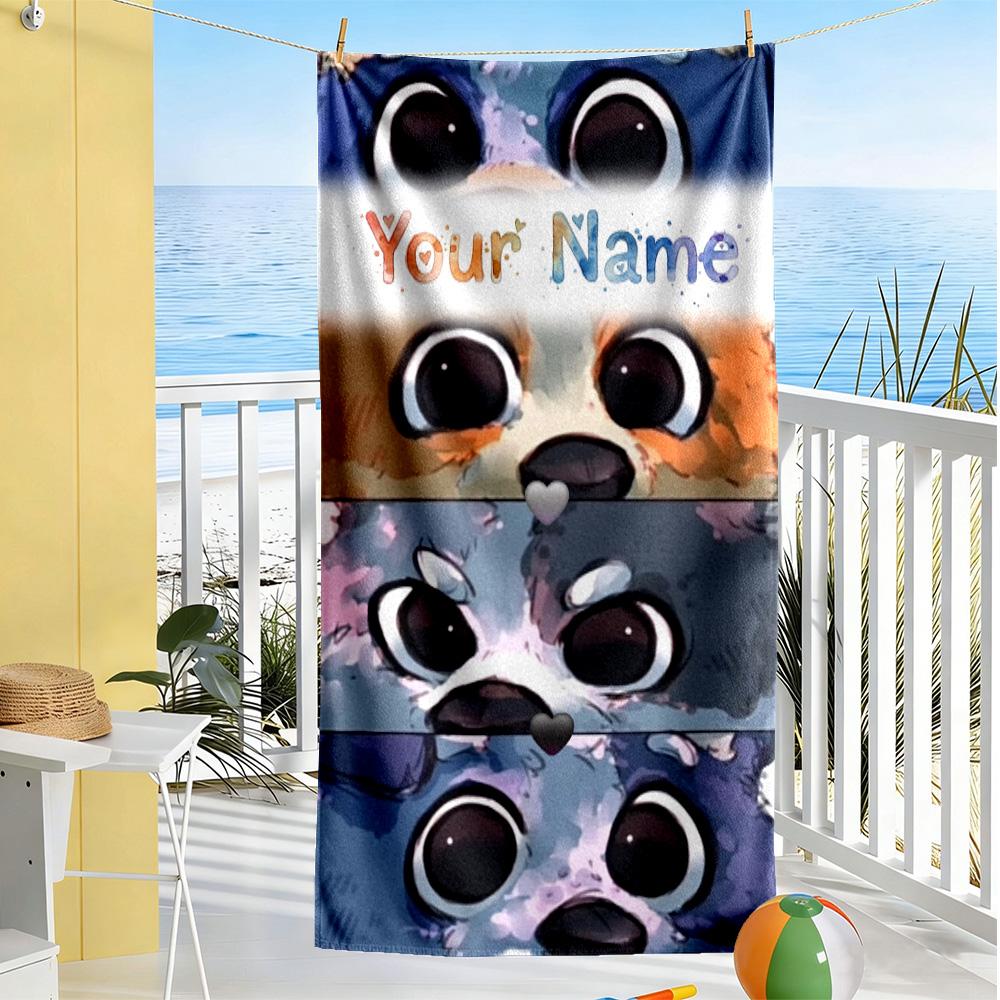 Bluey Personalized Text Beach Towel Quick-Dry Soft Microfiber Suitable for Sports Travel Swimming Yoga Bathroom Beach And Pool
