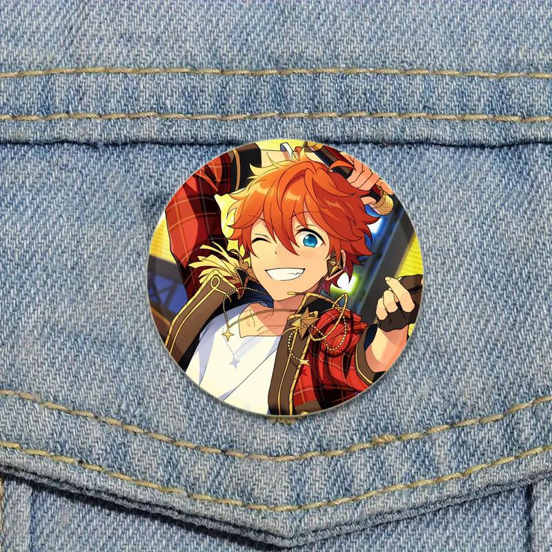 32/44/58mm Ensemble Stars Handgemachte Anstecknadel Rund Cartoon Lustig Einrastbare Broschen für Rucksack-Zubehör Anime Sammlerstück Abzeichen Hutdekoration