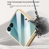 Electroplate Spring Hinged Leather Tempered Glass Protect Case For Samsung Galaxy Z Flip7 Flip 7 All-inclusive Cover