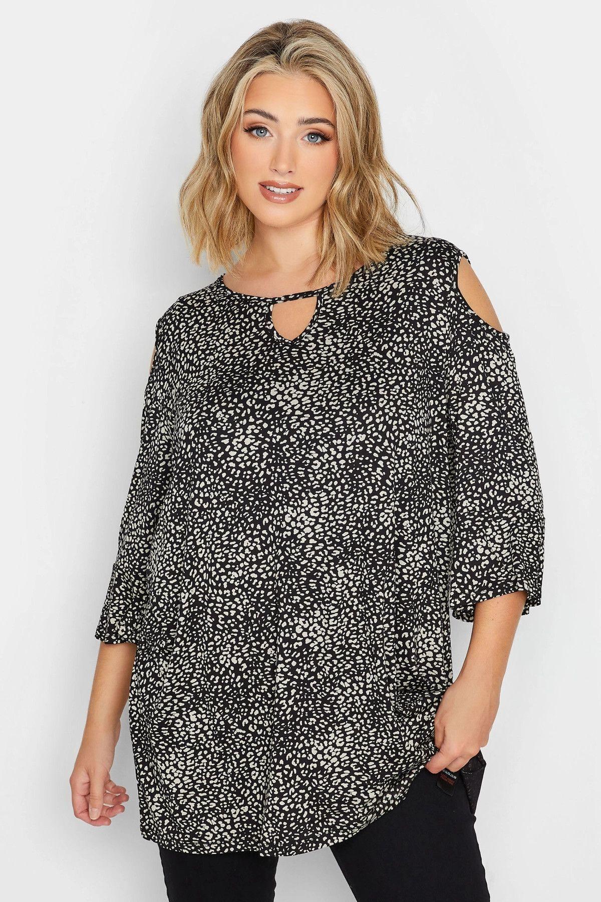 

Women s Big Size Blouse Large Size Shoulder Detailed Patterned Blouse 302487 5XL/6XL