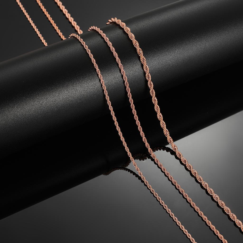 Stainless Steel Twist Rope Chains Men Women Rose Gold Color Plated Necklace Choker High Quality Jewelry Gifts 2/3/4mm Wide