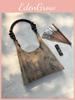 New Chinese Style Water Ripple Bamboo Leaf Print Zen Style Vintage High-quality Single-shoulder Handheld Cloth Bag
