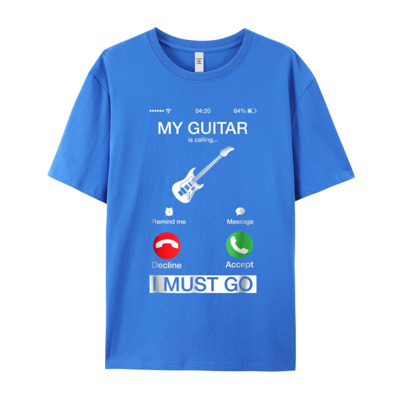 Tops Tees My Guitar Is Calling And Mother Day Newest Party Short Sleeve Combed Cotton O Neck Unisexs T Shirt Party T Shirts