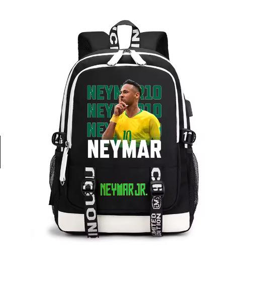 Neymar Neymar Football Print Student Bag Usb Backpack Leisure Outdoor Travel Bag