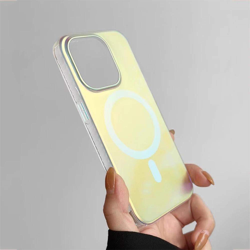 Luxury Matte Laser Gradient Magnetic For Magsafe Case For iPhone 17 16 15 14 13 12 Pro Max Aurora Shockproof Protective Cover