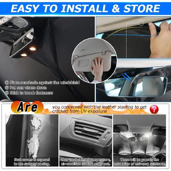 Karltys 3PCS Windshield Sun Shade for 2018-2024 2025 BMW X3, Thick Reflective Front and Side Window Sunshade  Fit BMW X3, Foldable Sun Visor