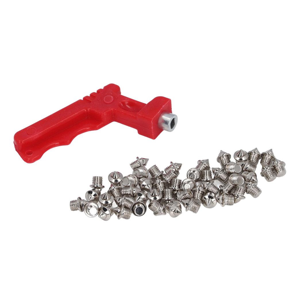 50pcs Golf Shoe Spikes Carbon Steel Rust Proof Anti Slip Spikes with Spike Wrench Track for Sports