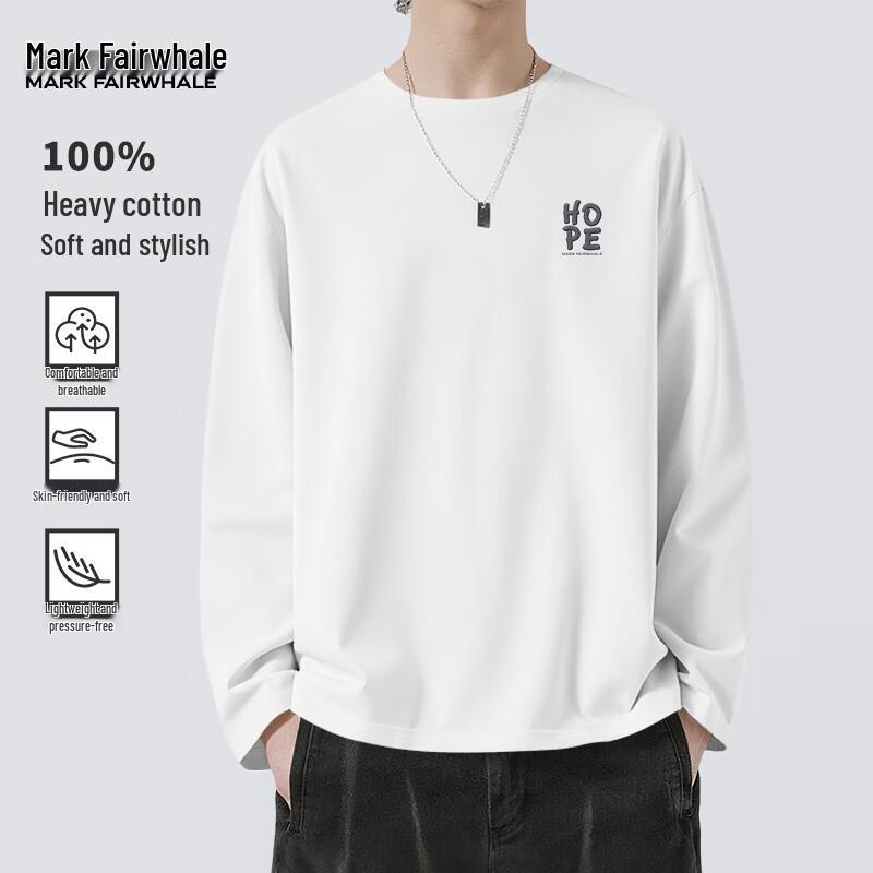 Mark Fairwhale Men's Pure Cotton Loose Fit Long Sleeve T-shirt