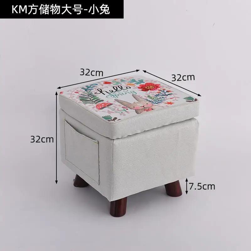 Stoff Kleiner Hocker Haushalts Niedriger Hocker Quadratischer Hocker Einfacher Wohnzimmer Sofa Beistelltisch Massivholzhocker Holzbank