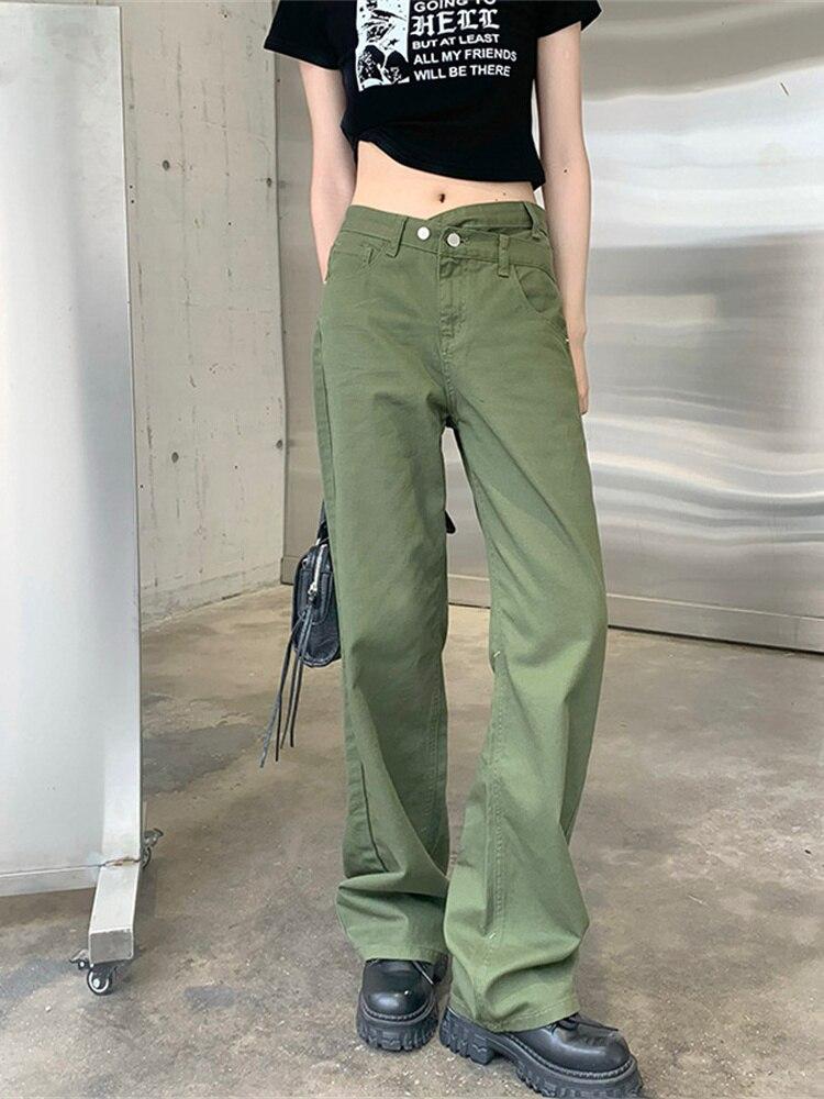 

Джинсы с высокой талией, свободные, 2022, женские винтажные широкие джинсы-карго, прямые женские джинсы-карго в стиле ретро в стиле пэчворк XL