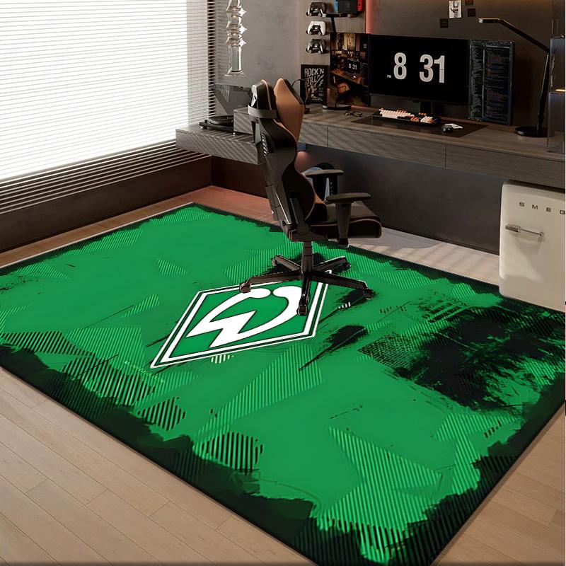 1 Stück Teppich Grün und Weiß Werder Teppich, Stuhlmatte, Bereichsteppich für Büro Schlafzimmer Wohnzimmer Schlafzimmer, Fußmatten Dekoration Weihnachtsgeschenke für Fans
