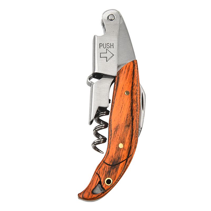 Rosewood Stainless Corkscrew and Beer Opener - Wine Bottle Opener with Steel Head.