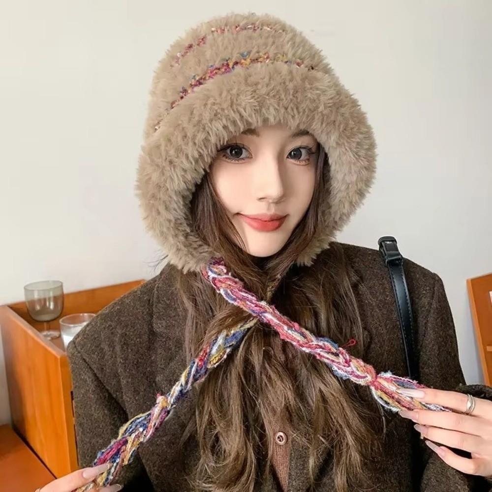 Thickened Fluffy Fleece Hat Plush Ear Protection Cap Fashion Knitted Warm Hat  Sports Cap
