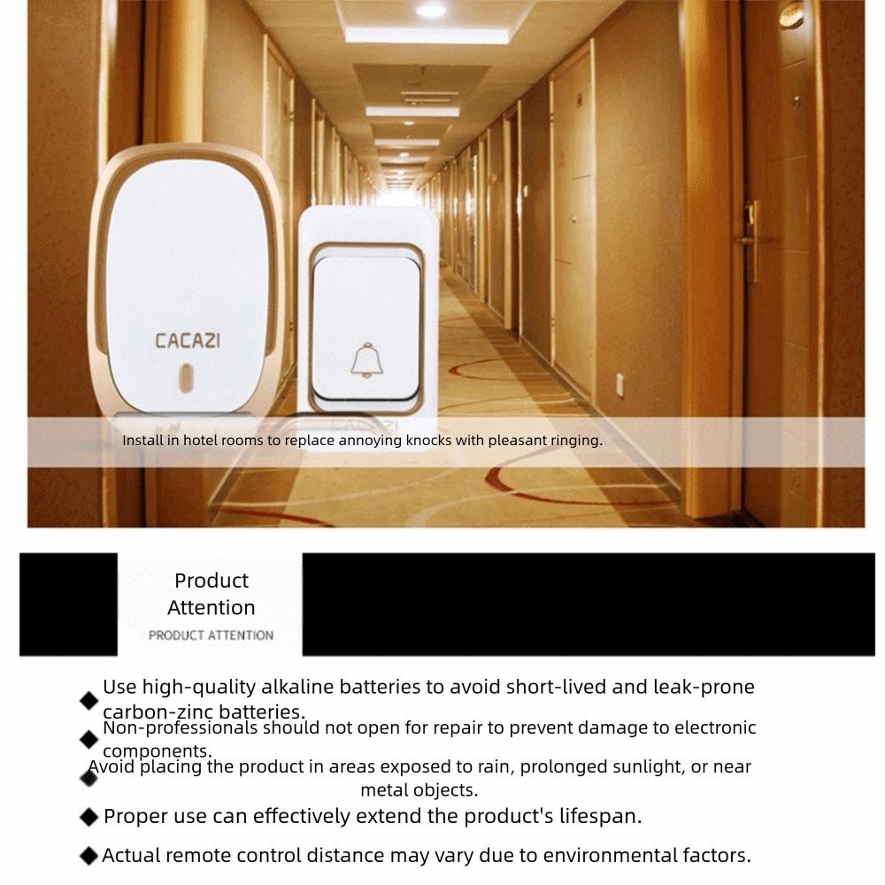 New 200M Range Wireless Doorbell LED Light 4 Volume DC Battery Operated 36 Chime Easy Install Remote Call Bell Home Use