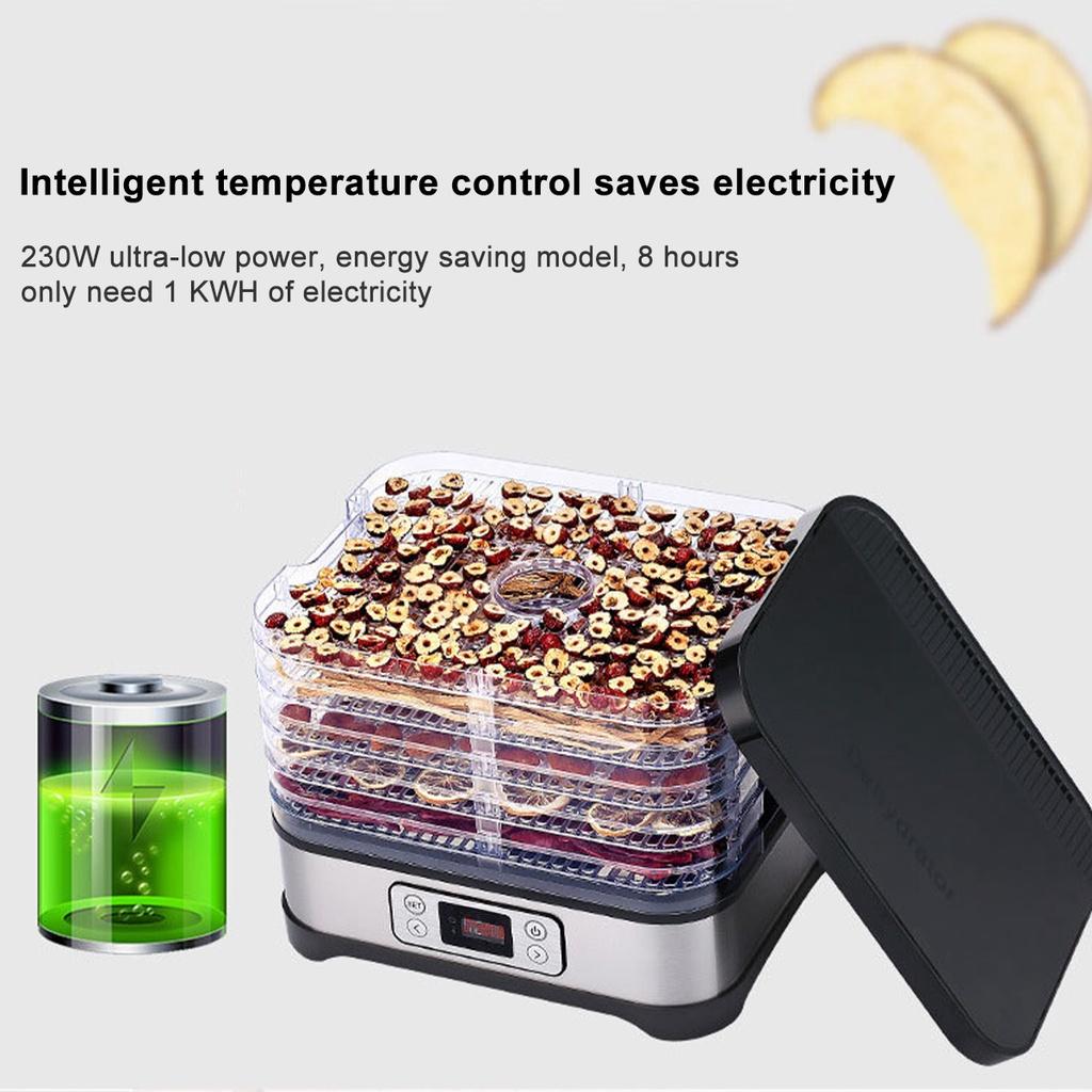 230W 5 Trays Food Dryer Dehydrator with Digital Timer and Temperature Control for Fruit Vegetable Meat Beef Jerky 220V