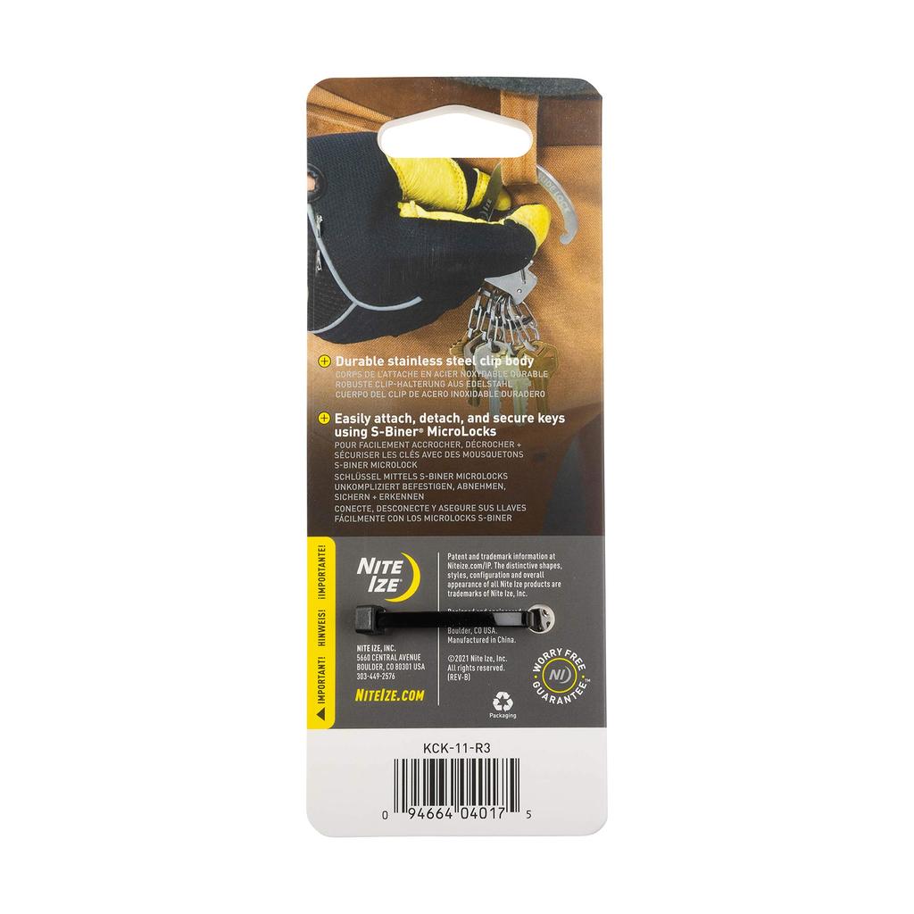 NITEIZE Slide Lock Key Locker with Lightweight Japanese Lock, Carabiner, Keychain, KCK-11-R3 (Official Product)