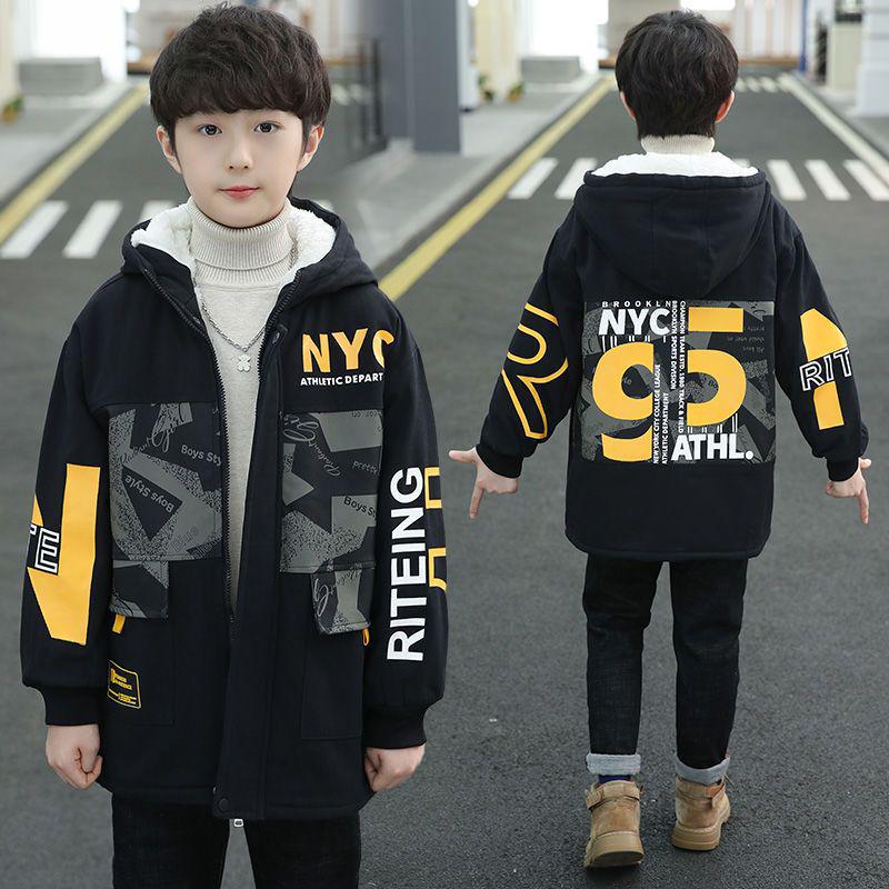 Boys' Thick Fleece-Lined Winter Coat - Cotton-Padded, Warm Fashion Jacket for Big Kids