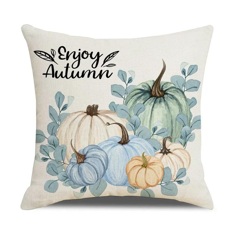 45X45cm Happy Thanksgiving Cushion Cover Fall Home Pumpkin Decorative Throw Pillows Sofa Cushions Maple Leaf Pillowcase 2023 New