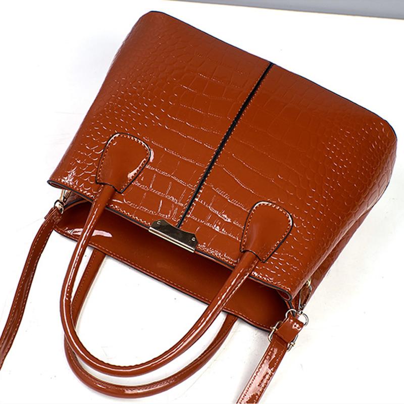 Fashion Crocodile Pattern Mother and Daughter Bag Large Capacity Bright Leather Waterproof Multi-compartment Fine Texture Handbag Shoulder Bag