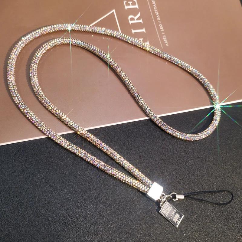 

Long and Short Wrist Style Rhinestone Pendant Mobile Phone Lanyard Full Diamond Pendant Colorful Long Neck Strap Anti Loss Sling