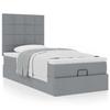 Cadre de lit avec matelas - 90x190 cm - Tissu gris clair - Rangement sous le lit - Mécanisme hydraulique
