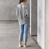 Camicia da donna a maniche lunghe a righe tinta unita, colletto button-down, camicia ampia