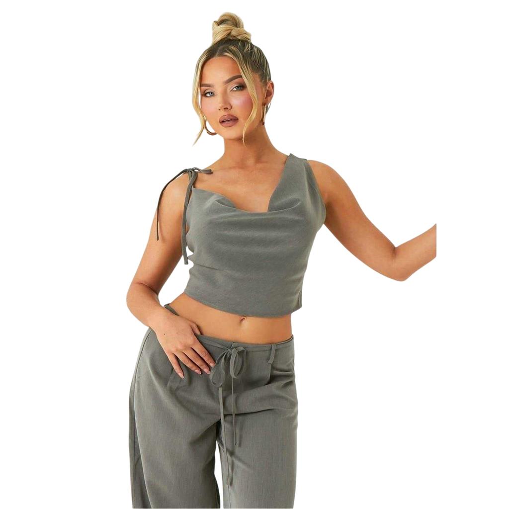 Missy Empire Womens/Ladies Asymmetric Cowl Neck Crop Top