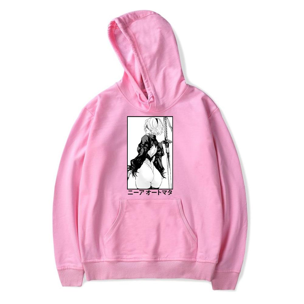 Nier 2B Gaming Waifu Anime Vintage 90er Hoodie Herren und Damen Harajuku Hip-hop Sport Frühling Sweatshirt Pullover Oberbekleidung