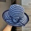 Letnia moda pasiasta kapelusz typu bucket fioletowy damski z szerokim rondem składany outdoorowy kapelusz przeciwsłoneczny prosty kwiatowy podróżny kapelusz przeciwsłoneczny