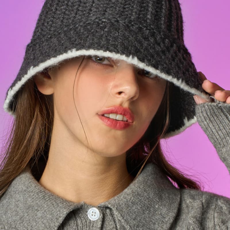 

KOLEAT Thick Knit Plain Color Block Winter Bucket Hat [Gray] Gray_FREE