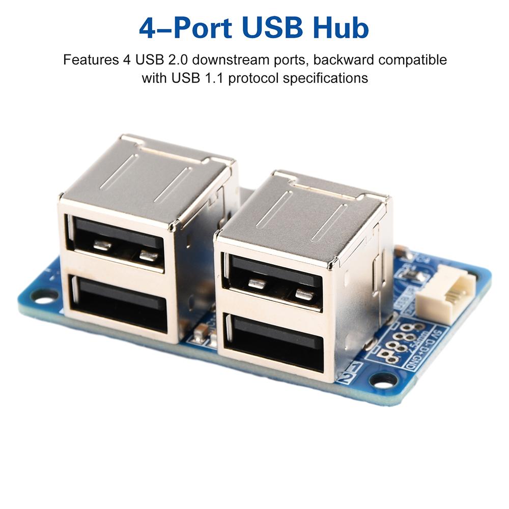 USB 2.0 Hub 1 to 4 Port Hub Splitter Module USB Dual-Layer Plug-and-play Driver-free for Windows 500mA fuse Protection Type-C