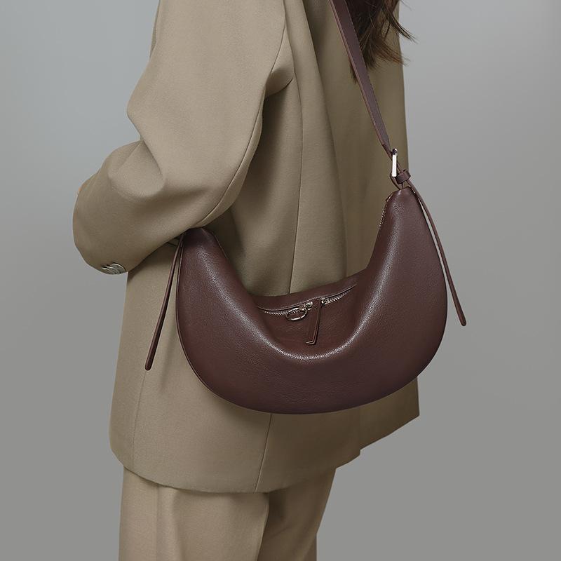 Bag Women'S Bag Autumn And Winter Leather Shoulder Messenger Bag Fashion High Sense Commuter Crescent Moon Dumpling Bag