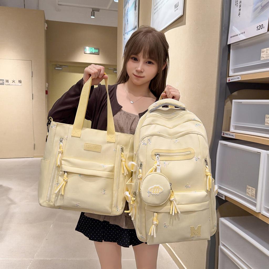 Schoolbag Women's Large Capacity Backpack Pink Girl Junior High School High School Student Sturdy Durable College Student School Backpack