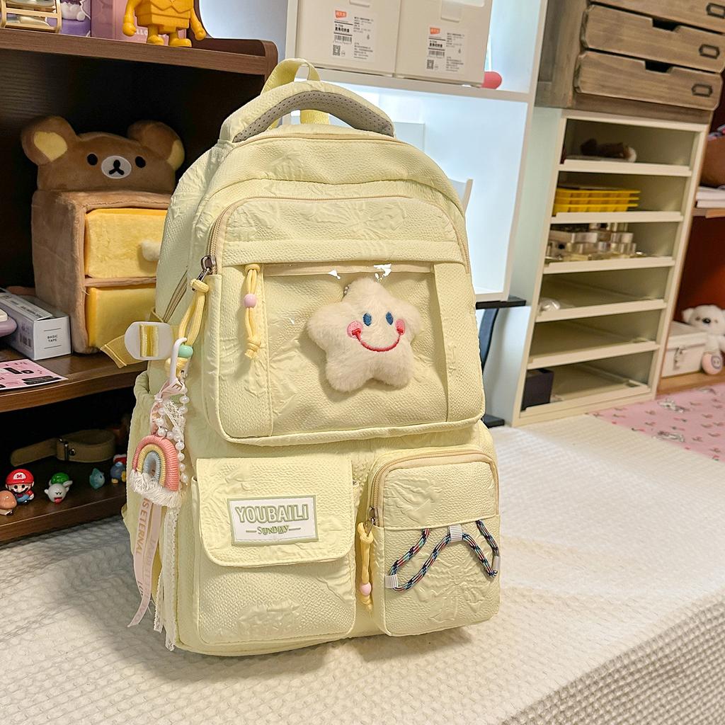 Schoolbag New Fashion Versatile School Bag Female Junior High School Student High Value Cute Backpack Pain Bag Large Capacity Backpack Bag
