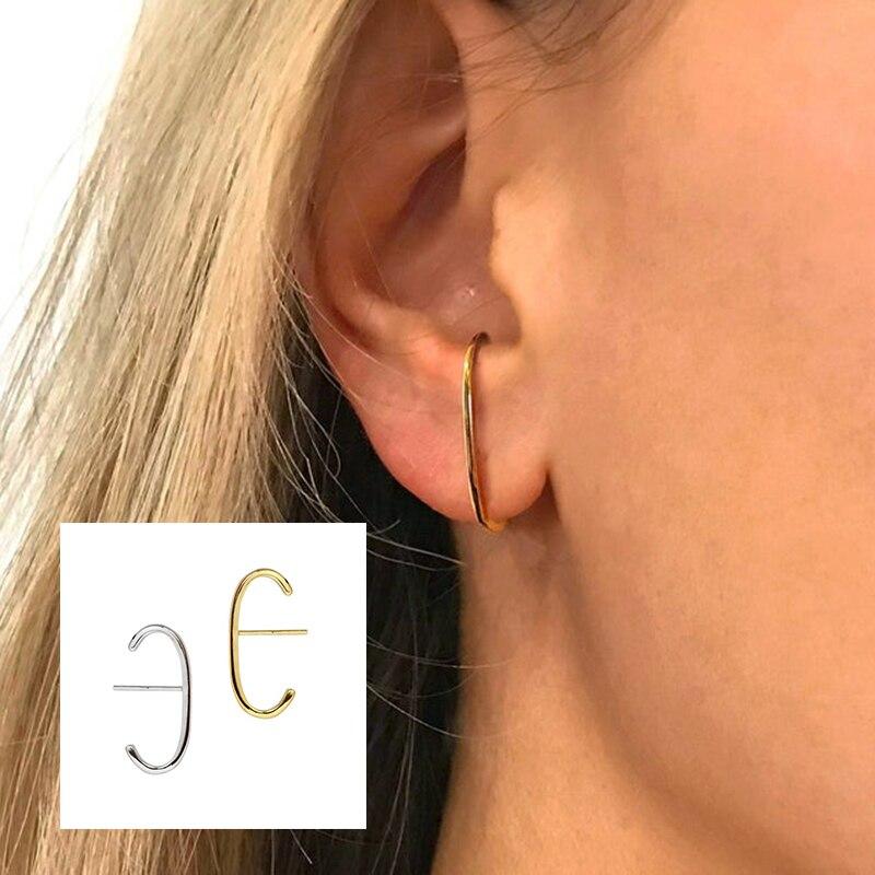 Minimalist 100% 925 Sterling Silver Bling Zircon Earring Hyperbole Stud Earrings For Wedding Engagement Party Gift Fine Jewelry