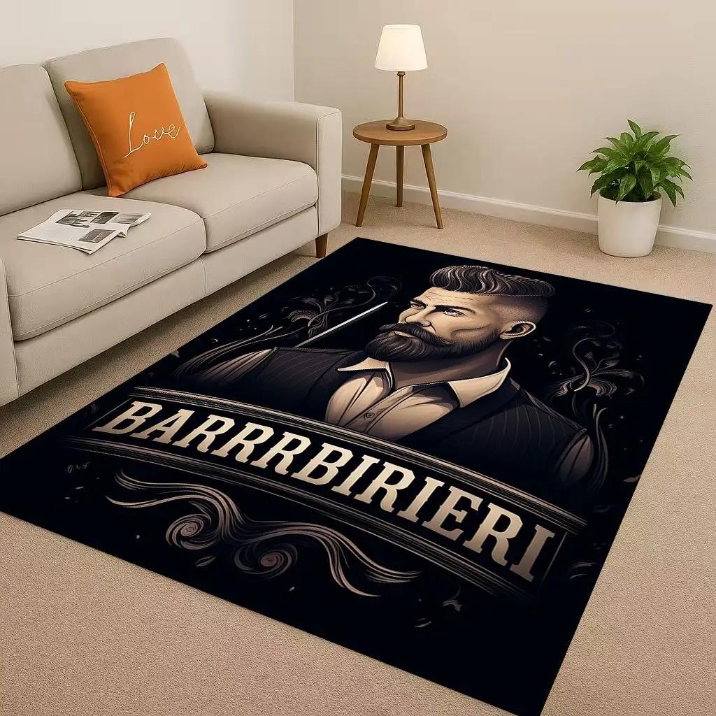 2026 New Retro Barber Shop Symbol Sign Living Room Non Slip Area Rug Carpet for Bedroom Playroom Sofa,Home Decor Doormat Gift