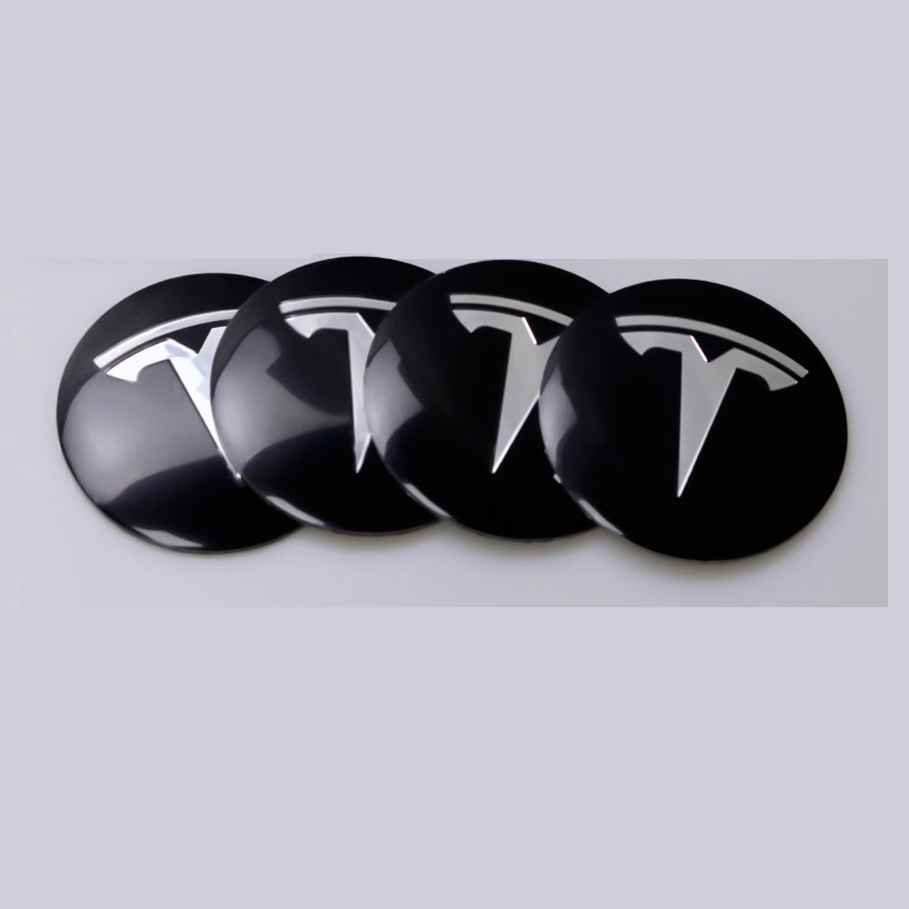 ELSUM1 4pcs Aluminum 56mm Car Emblem Wheel Center Hub Cap Stickers For Tesla Model 3 Y S X Personalized Coil Auto Valve Accessories