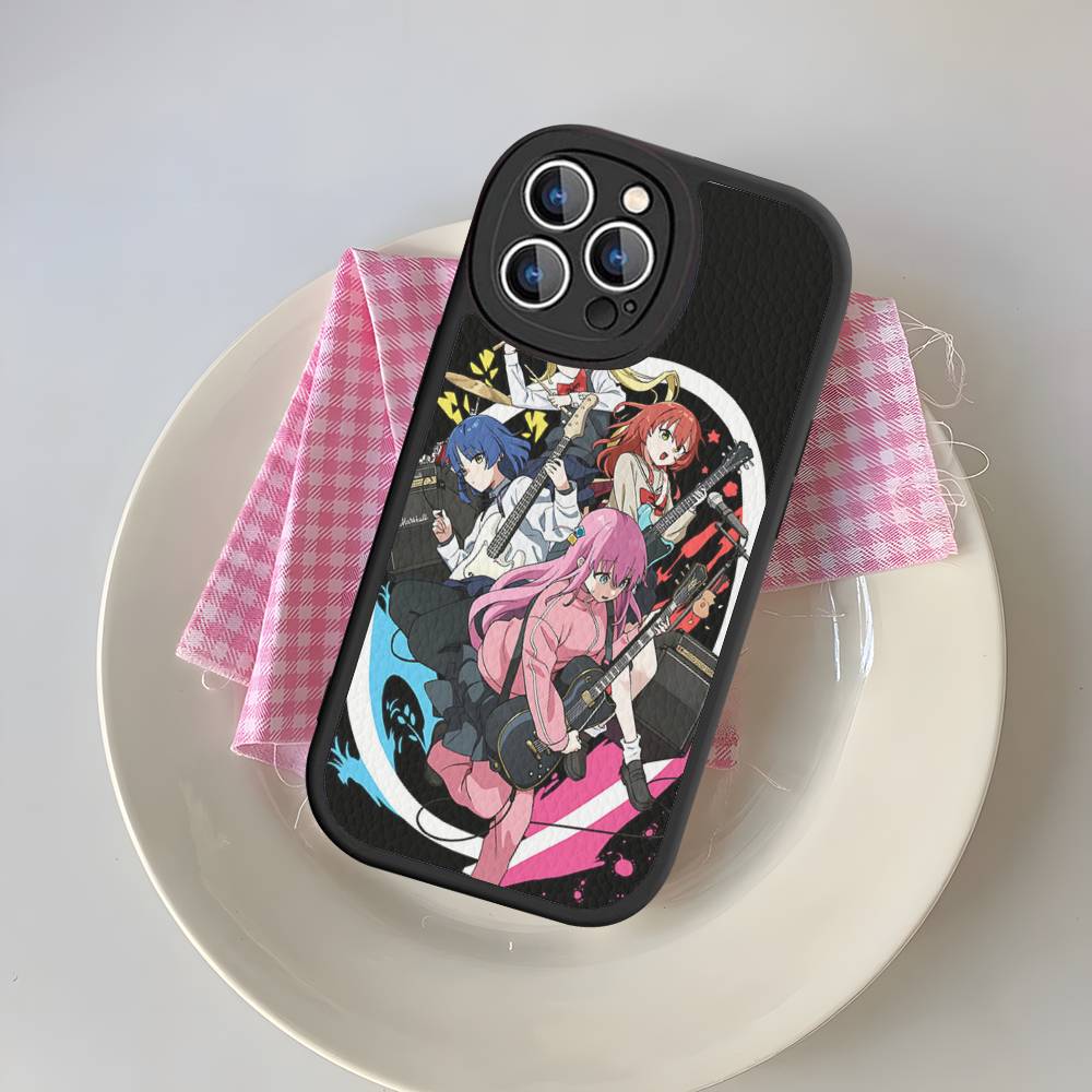 Anime Bocchi The Rock Phone Case For IPhone 16 15 14 11 12 13 Pro Max Plus Back Leather Shell