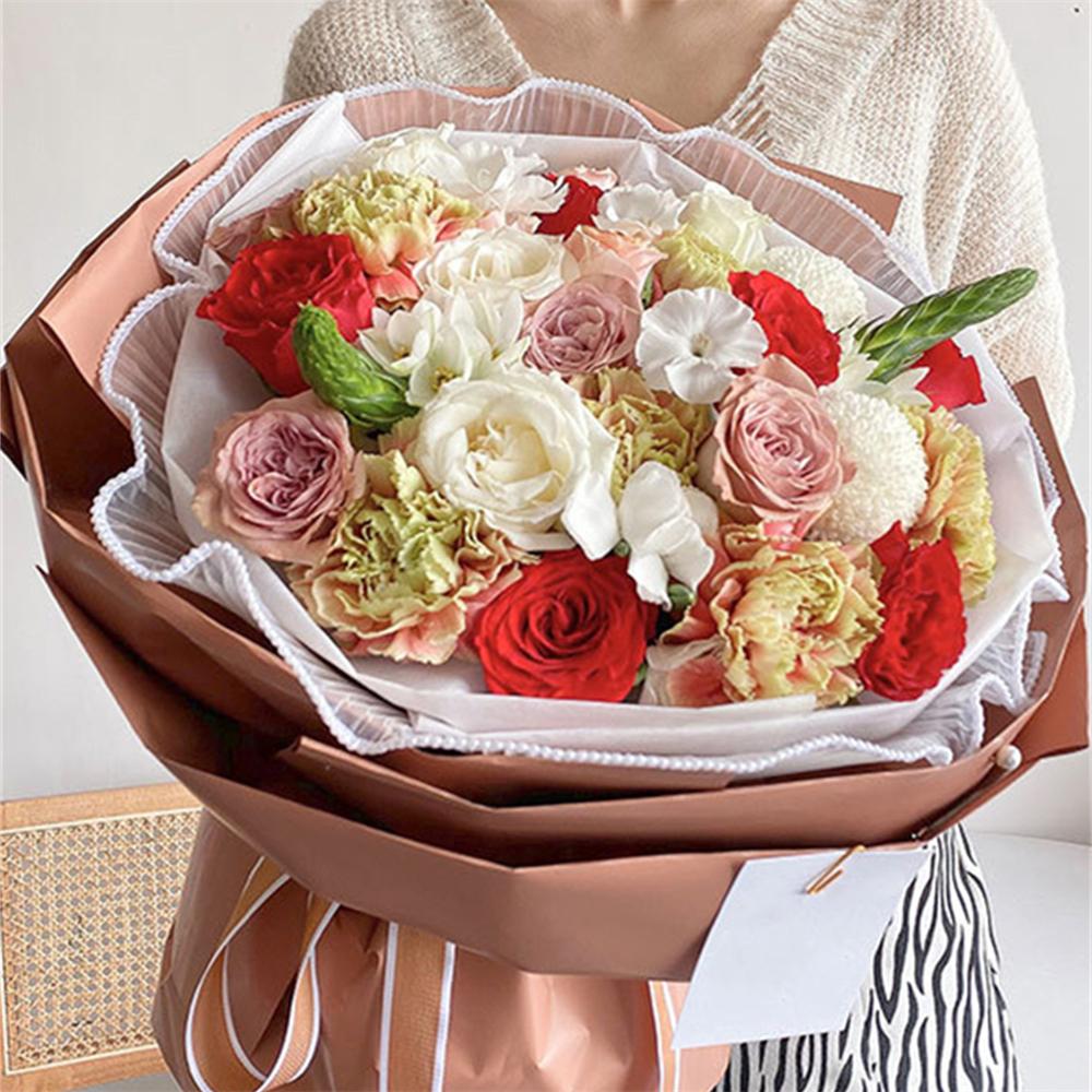 1pc Flower Bouquet Wrapping Pearl Wave Yarn Rose Florist Packaging Material Wedding Party Gift Decoration Supplies