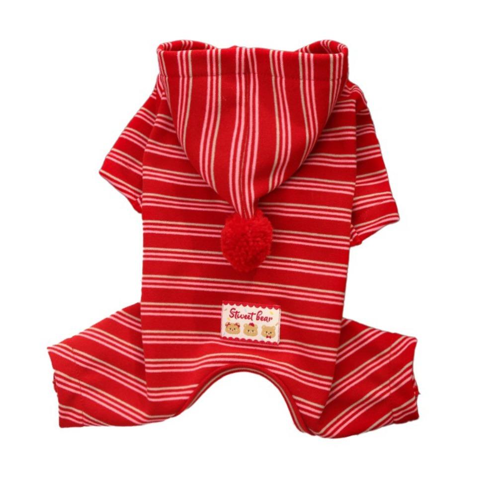Festive Warm Dog Striped Hoodie Breathable Comfortable Dog Sweatshirt Soft New Year Dog Apparel Autumn Winter Season