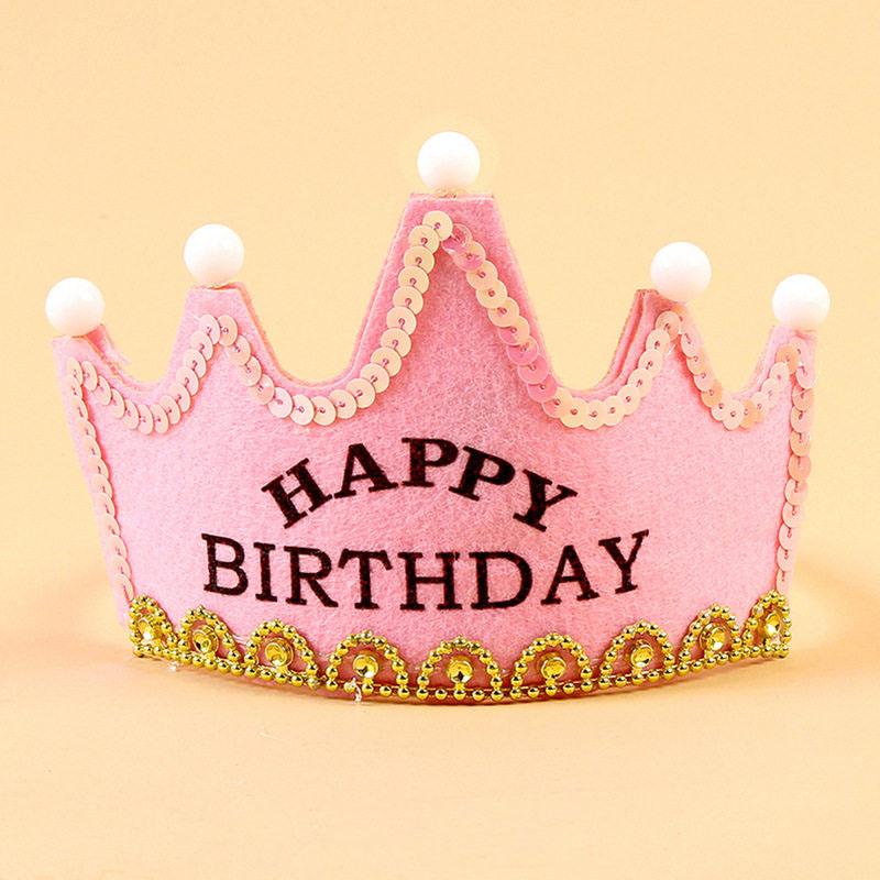 1PC LED Glowing Happy Birthday Hats Party Crown Glow Headband King Princess For Adult Child Xmas Decorations Atmosphere Supplies