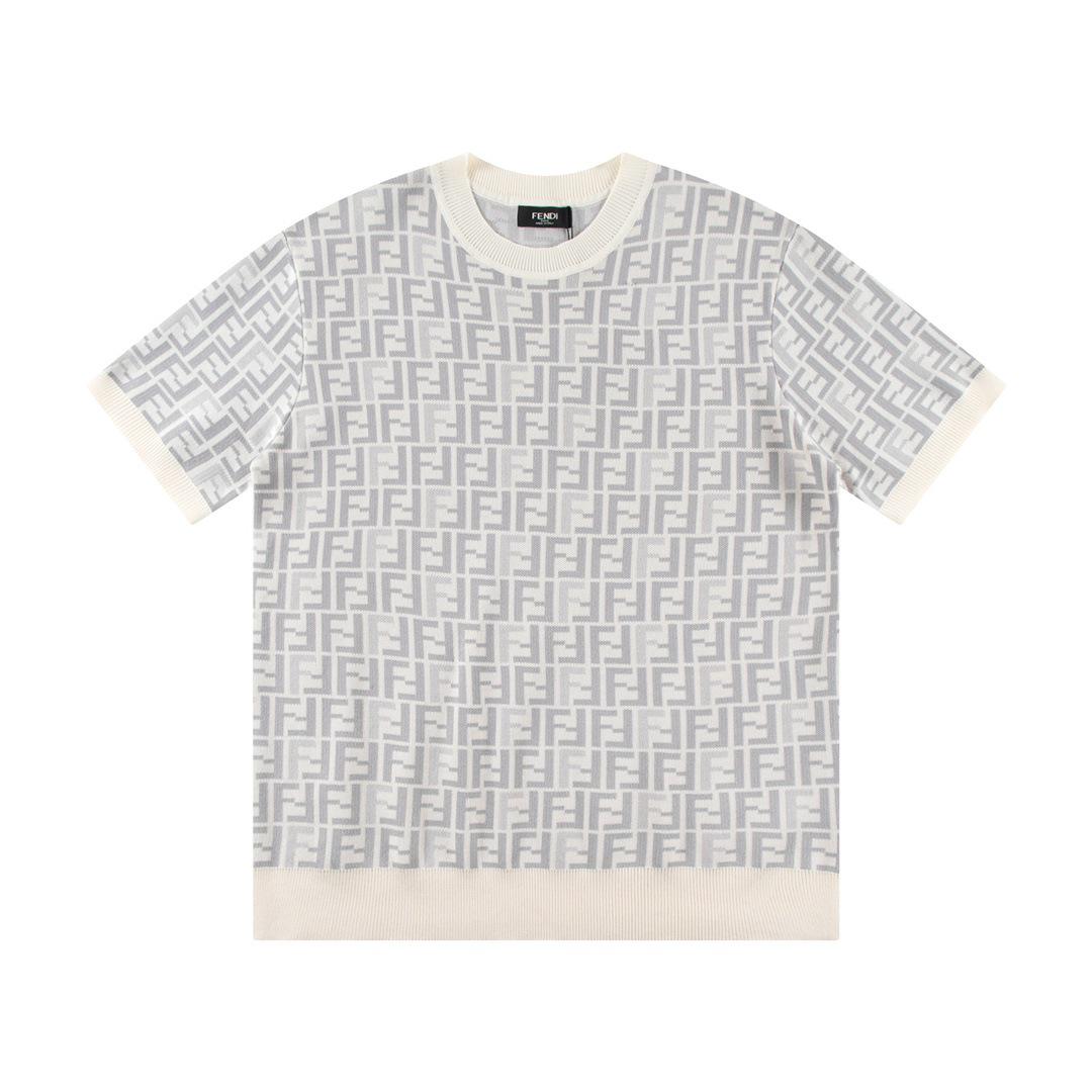 Unisex Summer F-Pattern Jacquard Knit T-shirt L белый 6360₽