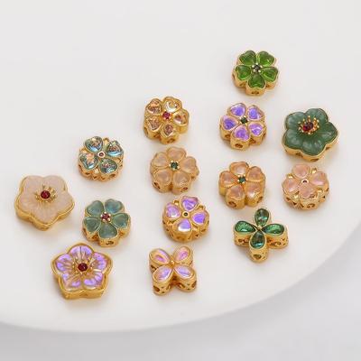 1 teil/beutel Kupfer Gold Blume Spacer Perlen DIY Halskette Armband Ohrringe Ring Schmuck Zubehör