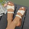 Fashion 2025 New Summer Beach Sandals Slippers Women's Designer Studs Party Dress Slippers Women Thick Sole Sandals High Heels Slippers